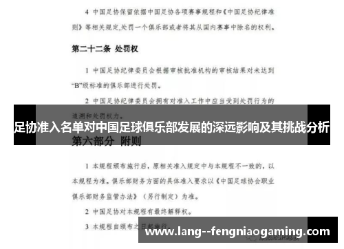 足协准入名单对中国足球俱乐部发展的深远影响及其挑战分析 足协准入名单对中国足球俱乐部发展的深远影响及其挑战分析